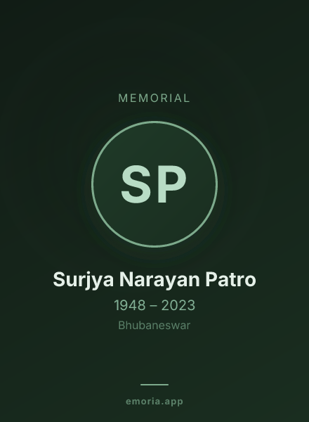 Memorial portrait of Surjya Narayan Patro