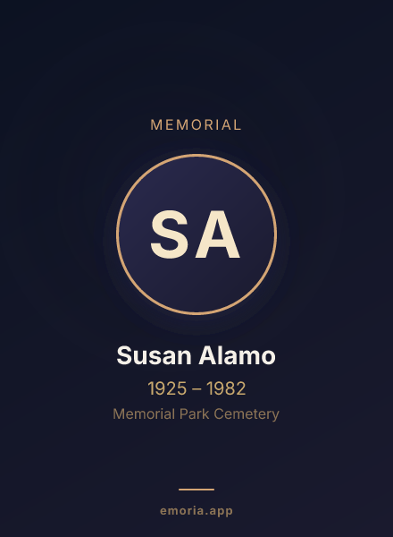 Memorial portrait of Susan Alamo