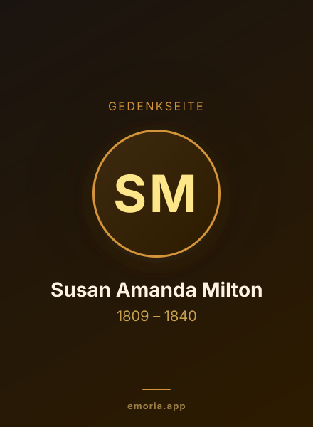 Gedenkportrait von Susan Amanda Milton