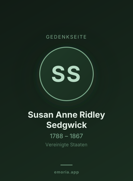 Gedenkportrait von Susan Anne Ridley Sedgwick