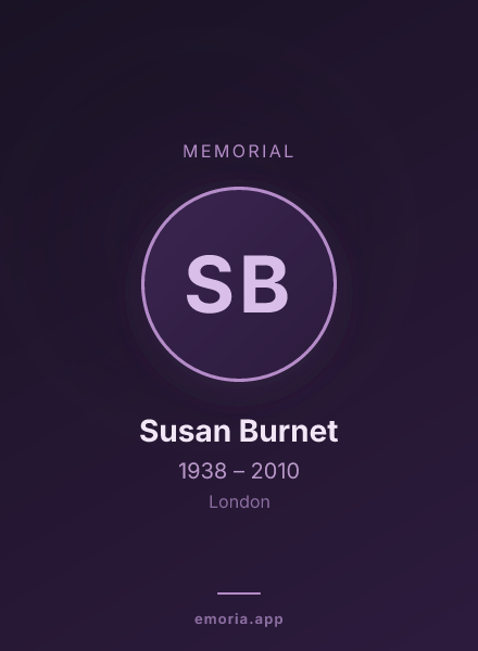 Memorial portrait of Susan Burnet