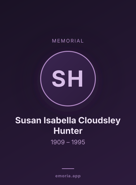 Memorial portrait of Susan Isabella Cloudsley Hunter