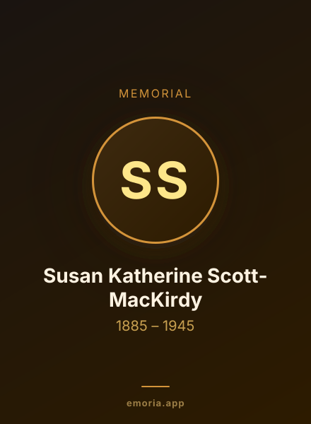 Memorial portrait of Susan Katherine Scott-MacKirdy