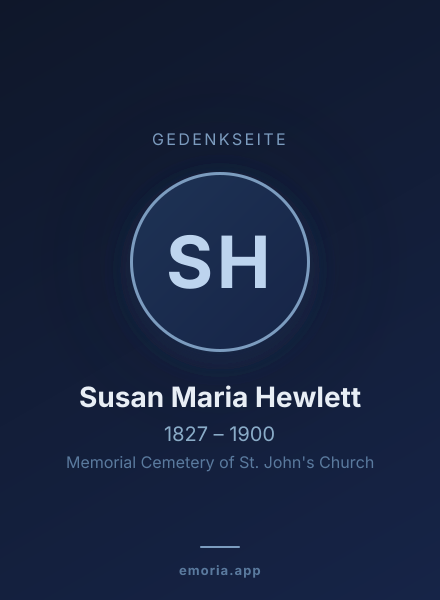 Gedenkportrait von Susan Maria Hewlett