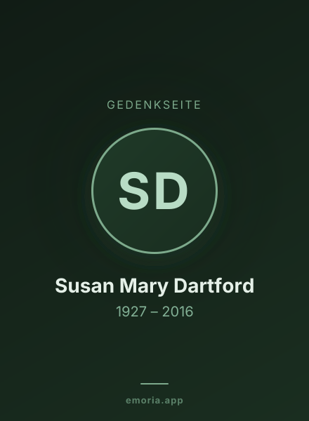 Gedenkportrait von Susan Mary Dartford