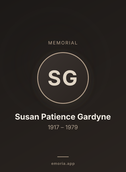 Memorial portrait of Susan Patience Gardyne