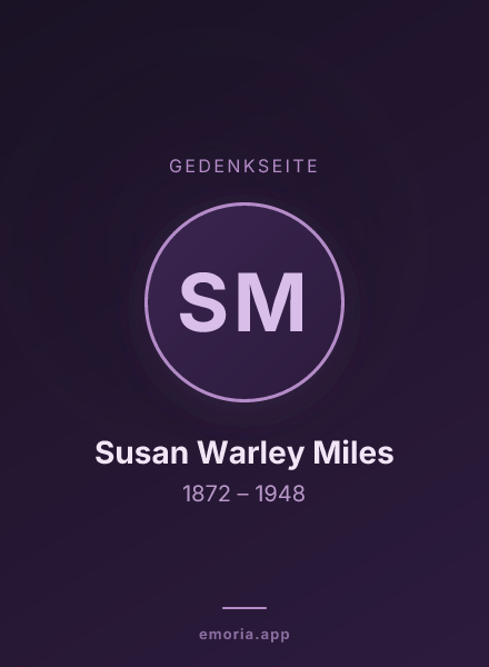 Gedenkportrait von Susan Warley Miles