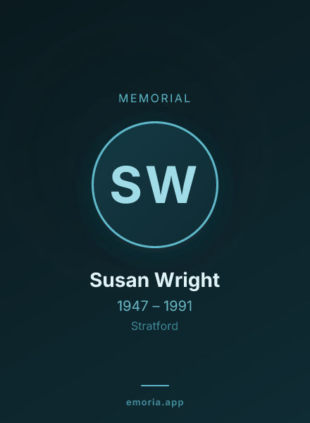 Memorial portrait of Susan Wright
