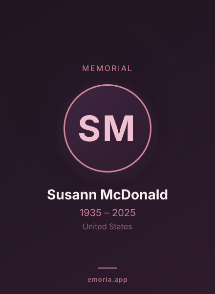 Memorial portrait of Susann McDonald