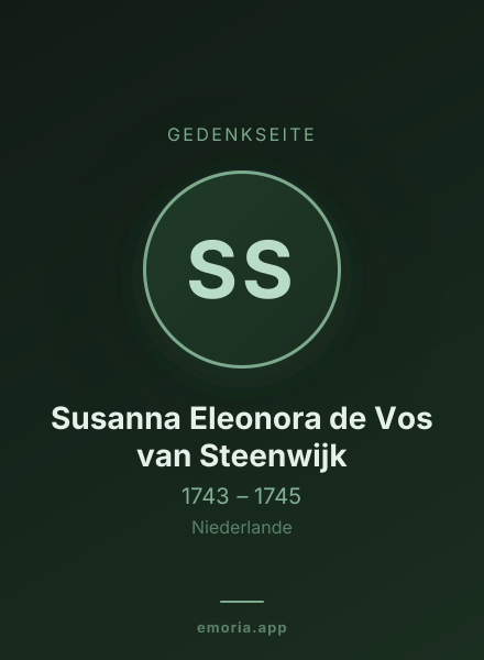 Gedenkportrait von Susanna Eleonora de Vos van Steenwijk