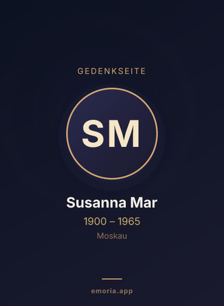 Gedenkportrait von Susanna Mar