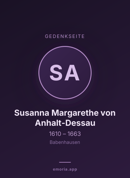 Gedenkportrait von Susanna Margarethe von Anhalt-Dessau