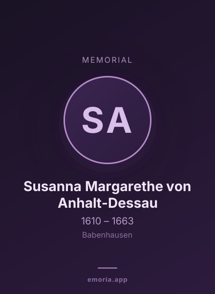Memorial portrait of Susanna Margarethe von Anhalt-Dessau