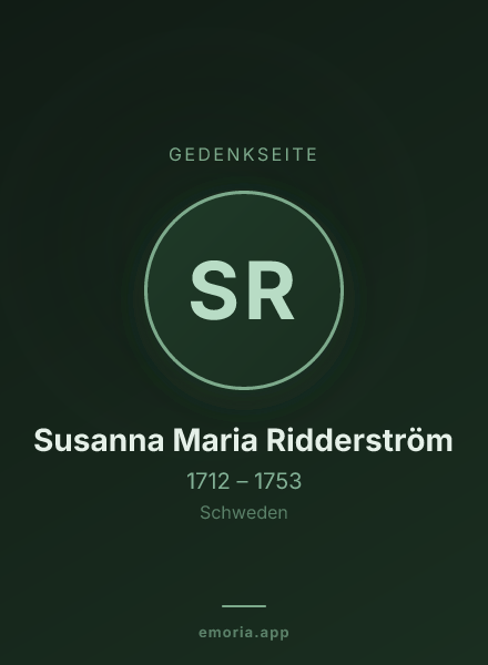 Gedenkportrait von Susanna Maria Ridderström