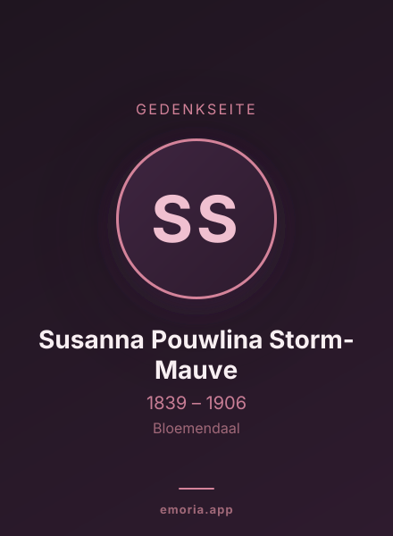 Gedenkportrait von Susanna Pouwlina Storm-Mauve
