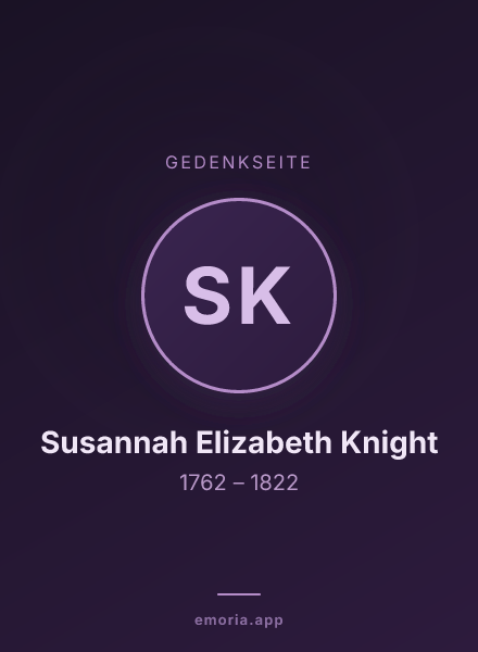 Gedenkportrait von Susannah Elizabeth Knight