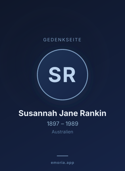 Gedenkportrait von Susannah Jane Rankin