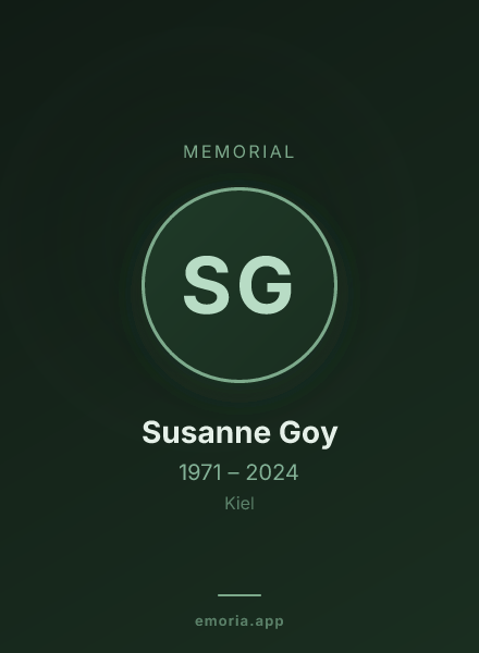 Memorial portrait of Susanne Goy