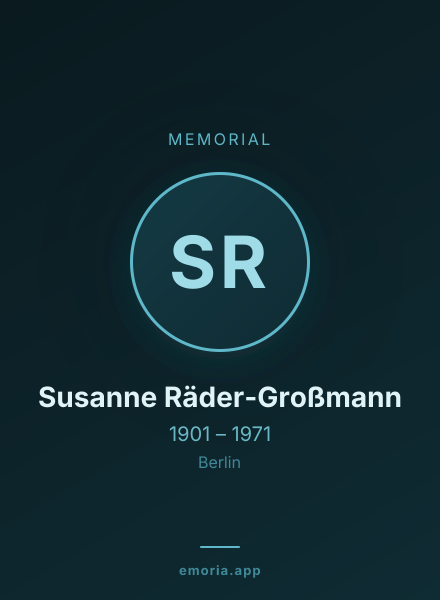 Memorial portrait of Susanne Räder-Großmann