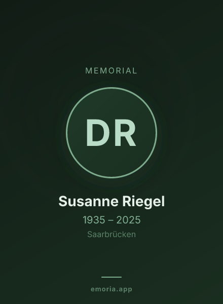 Memorial portrait of Dr. Susanne Riegel