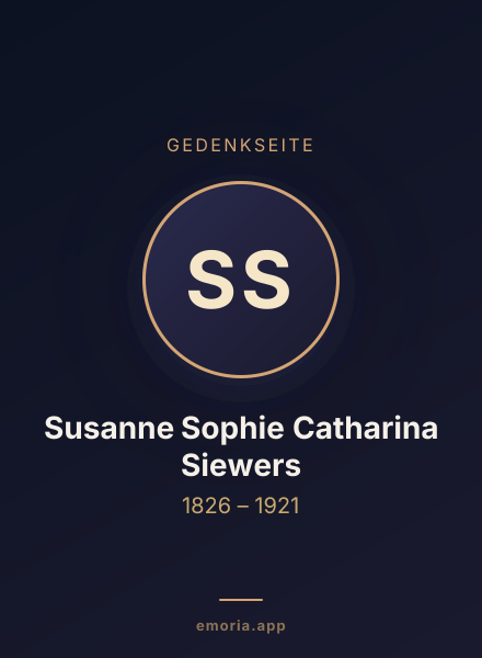 Gedenkportrait von Susanne Sophie Catharina Siewers
