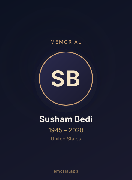 Memorial portrait of Susham Bedi