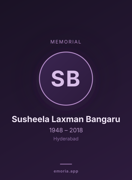 Memorial portrait of Susheela Laxman Bangaru
