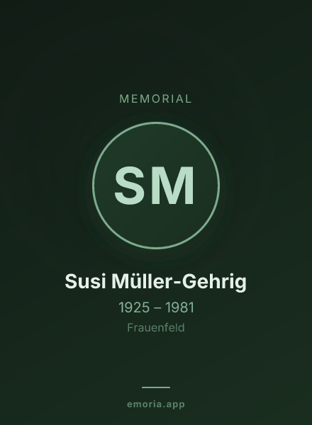 Memorial portrait of Susi Müller-Gehrig