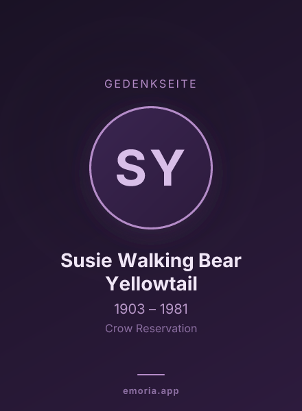 Gedenkportrait von Susie Walking Bear Yellowtail