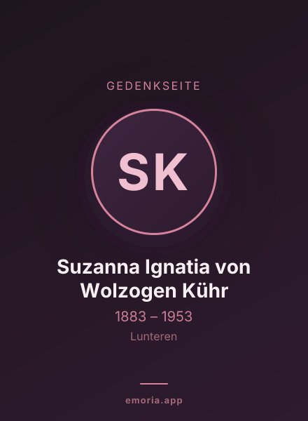 Gedenkportrait von Suzanna Ignatia von Wolzogen Kühr