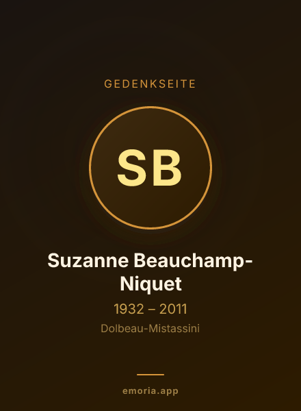 Gedenkportrait von Suzanne Beauchamp-Niquet