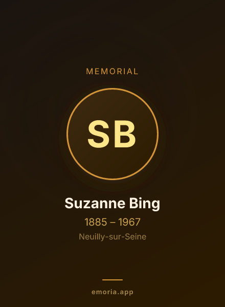 Memorial portrait of Suzanne Bing