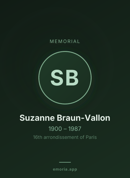 Memorial portrait of Suzanne Braun-Vallon