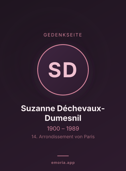 Gedenkportrait von Suzanne Déchevaux-Dumesnil