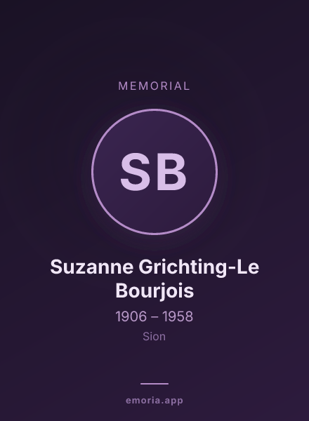 Memorial portrait of Suzanne Grichting-Le Bourjois