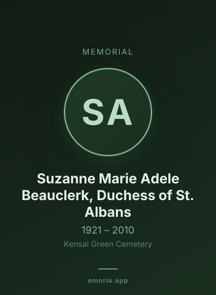 Memorial portrait of Suzanne Marie Adele Beauclerk, Duchess of St. Albans