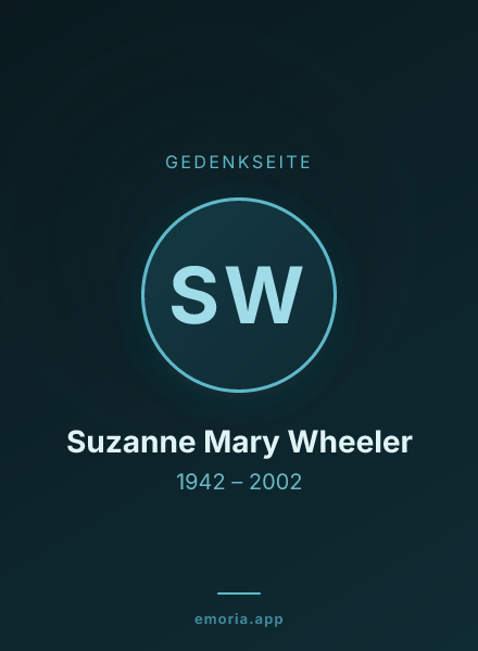 Gedenkportrait von Suzanne Mary Wheeler