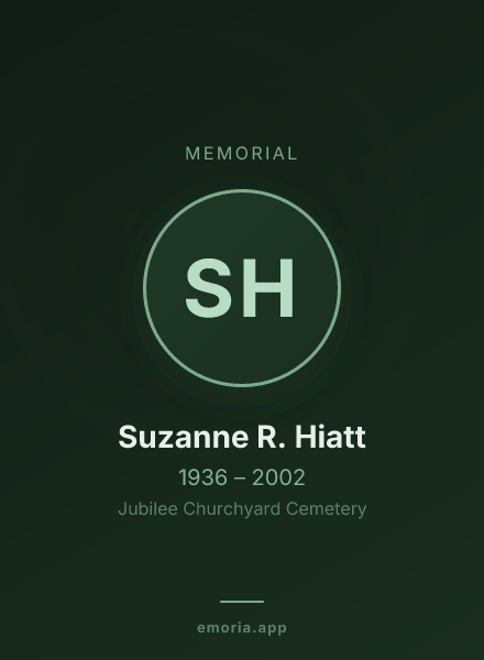 Memorial portrait of Suzanne R. Hiatt
