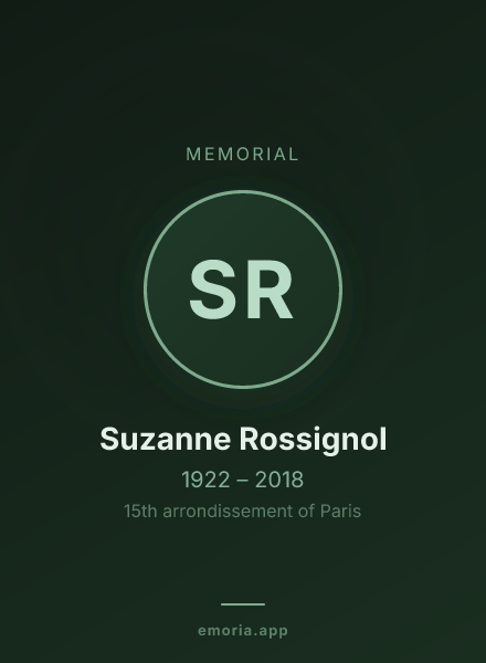 Memorial portrait of Suzanne Rossignol