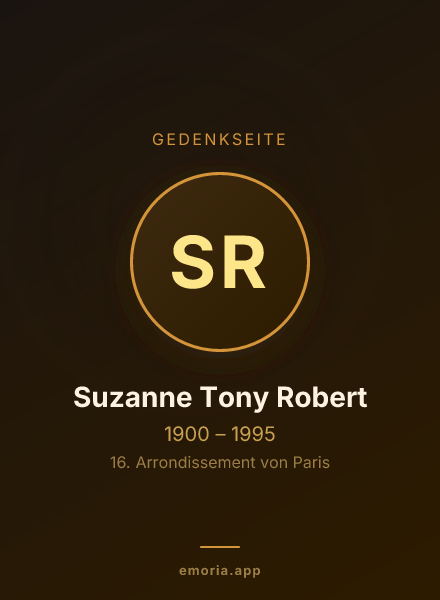 Gedenkportrait von Suzanne Tony Robert
