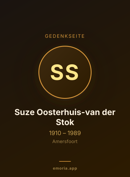 Gedenkportrait von Suze Oosterhuis-van der Stok