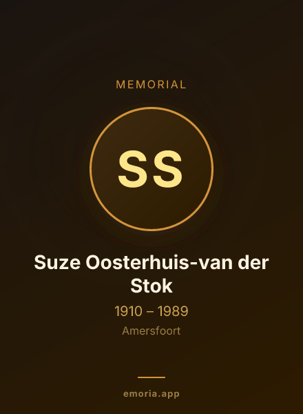 Memorial portrait of Suze Oosterhuis-van der Stok