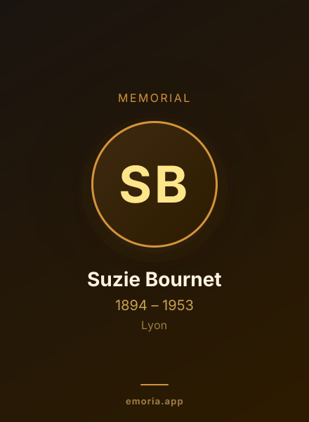 Memorial portrait of Suzie Bournet