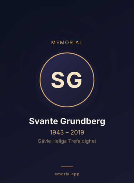 Memorial portrait of Svante Grundberg