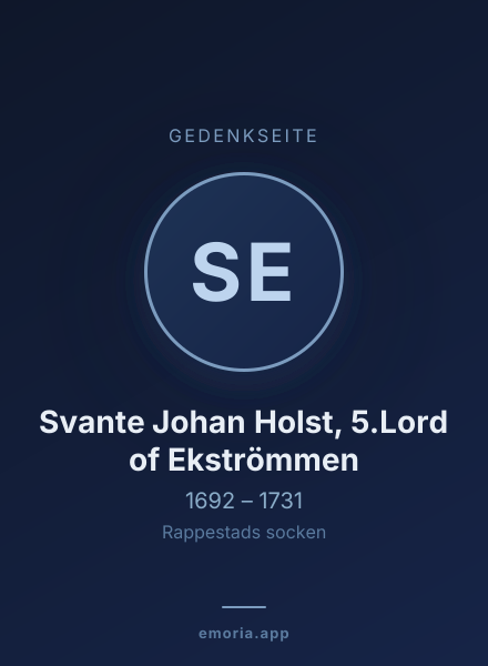 Gedenkportrait von Svante Johan Holst, 5.Lord of Ekströmmen