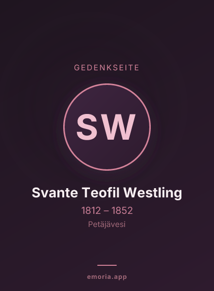 Gedenkportrait von Svante Teofil Westling