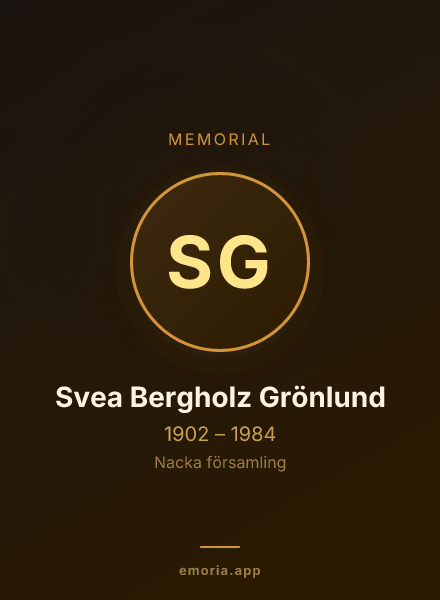 Memorial portrait of Svea Bergholz Grönlund