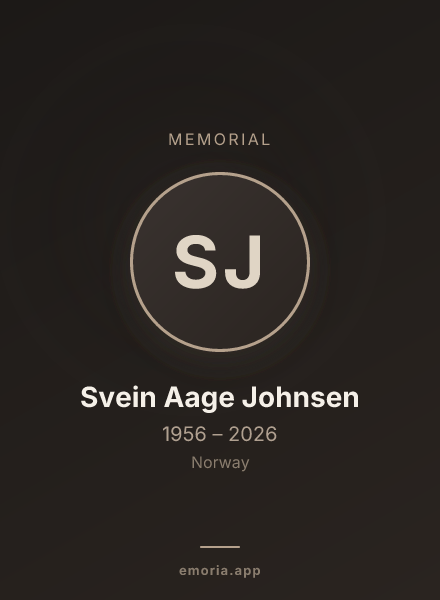 Memorial portrait of Svein Aage Johnsen