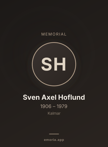 Memorial portrait of Sven Axel Hoflund