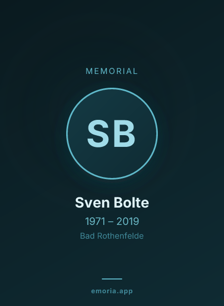 Memorial portrait of Sven Bolte